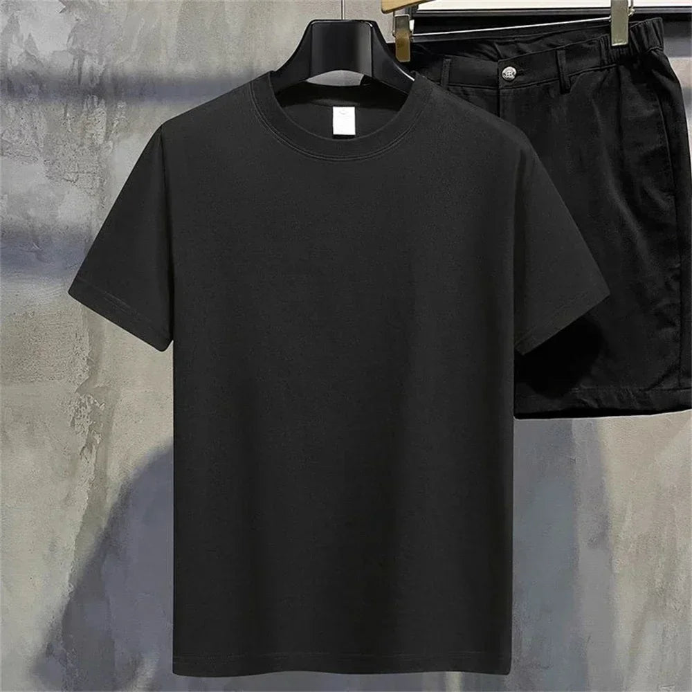 2025 New Men T Shirt Summer Cotton Tops Women Solid Color Blank Tshirts O-neck Round Collar Short-Sleeve Couple White Top Tees