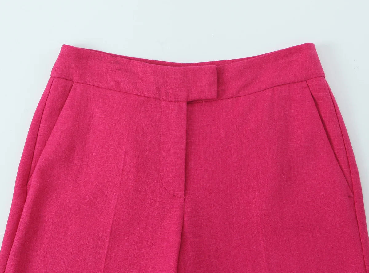 2025 Women's Autumn New Suit Jacket Round Neck Single Breasted Skirt Design High Waist Commuting Temperament Long Pants Set