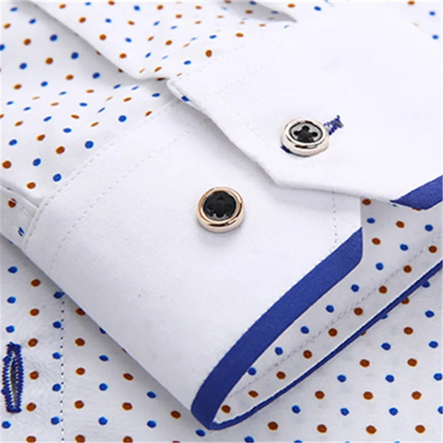 2025 New Printed Men Shirts Long Sleeve Social Business Dress Shirt Casual Slim Fit Man Clothing Button Down Office Wear 5XL