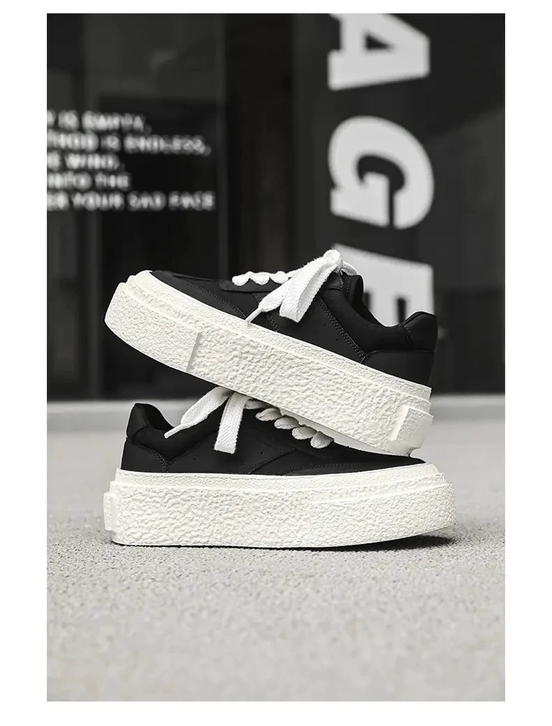 Men Fashionable Casual Sports Shoes Black White Thick-soled Lightweight Comfortable Outdoor White Sneakers Men Size 38-46