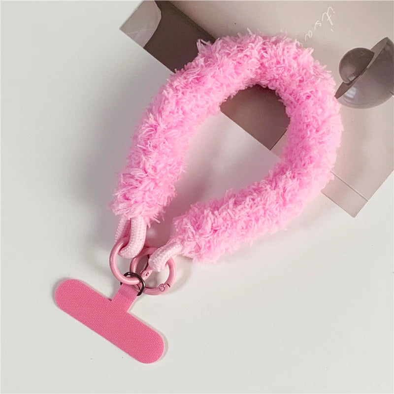 Winter Warm Mobile Phone Wrist Strap Cell Accessories With Patch Key Lanyard Exquisite Anti-lost Cellphone Chain Rope Keychain