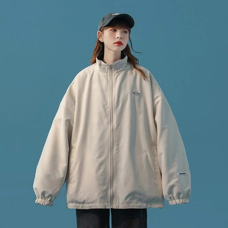 Bomber Jackets Women American Retro Chic High Street Casual Coats Reversible Turn-down Collar Fashion Newly Autumn Simple Loose