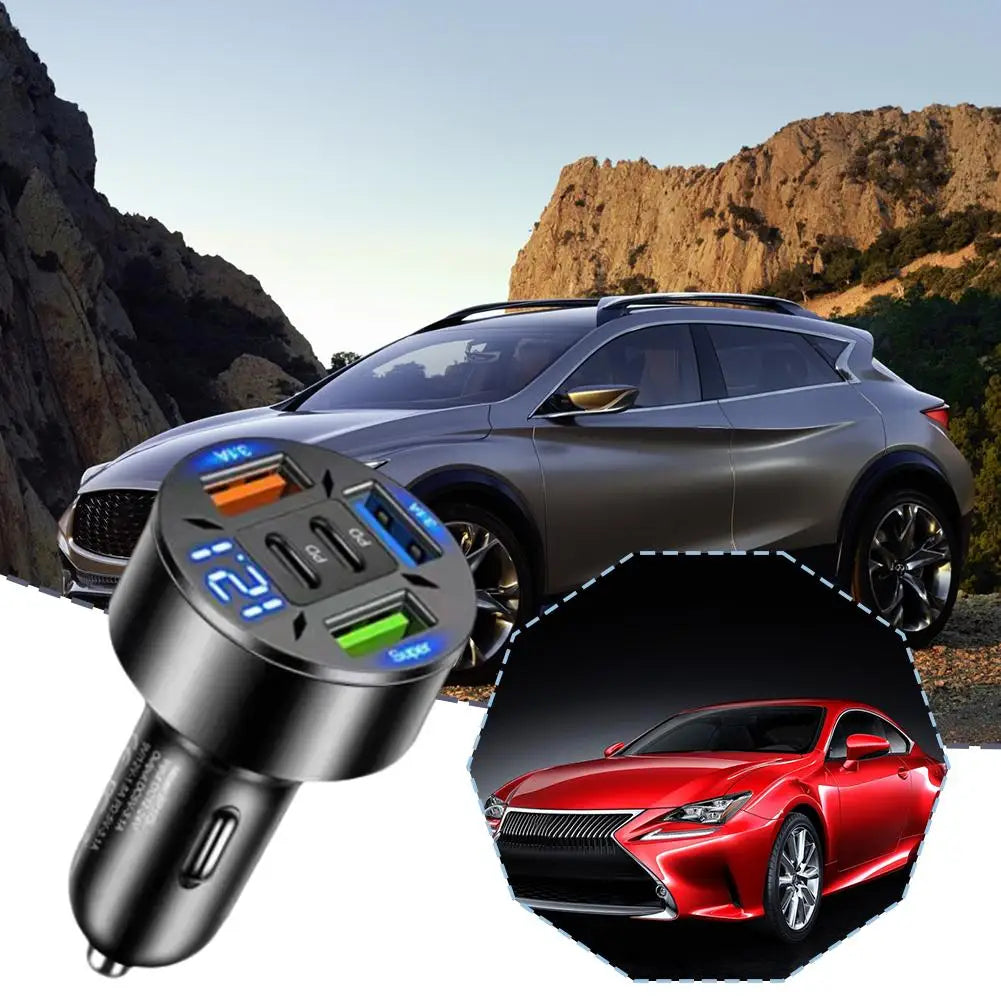 Digital Display Car With 3USB Car Charger Fast Phone Head Mobile Charging PD Phone Adapter Car Mobile Charging