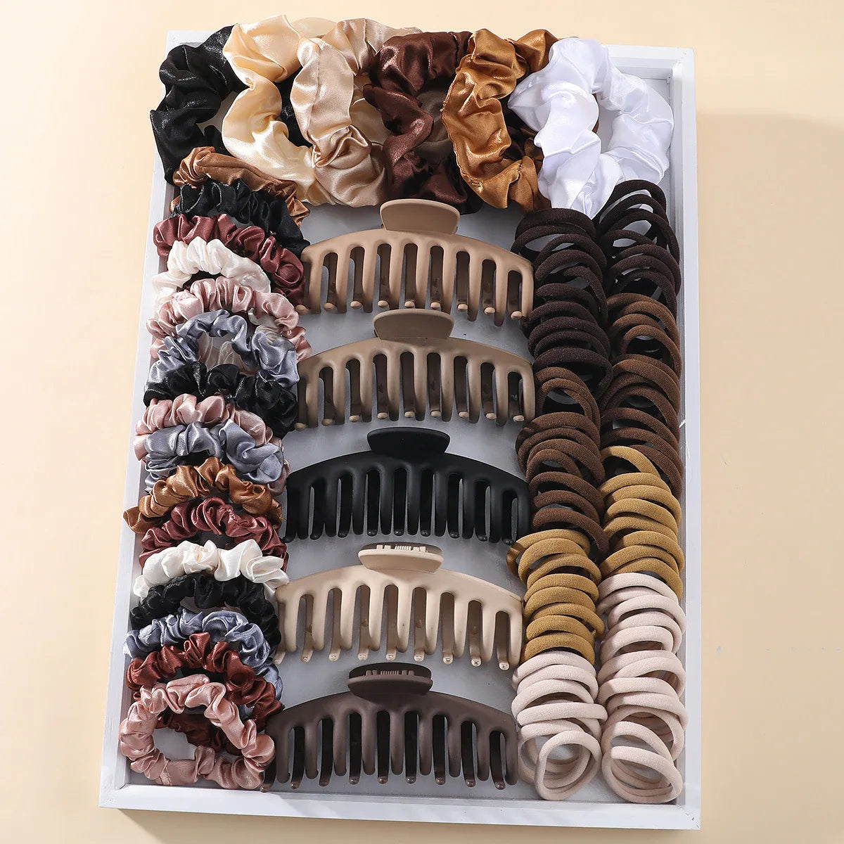 1 Set Hair Accessories for Woman Set Seamless Ponytail Holders Variety Hair Clips Hair Scrunchies HairBands Scrunchy Hair Ties F