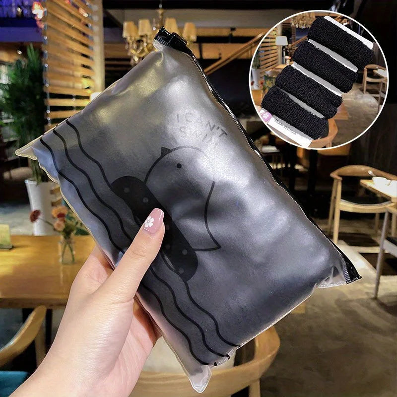 12pcs Large Stretch Thick Hair Ties For All Hair Types Seamless Terry Cloth Elastics Ponytail Holders Hair Accessories No Damage