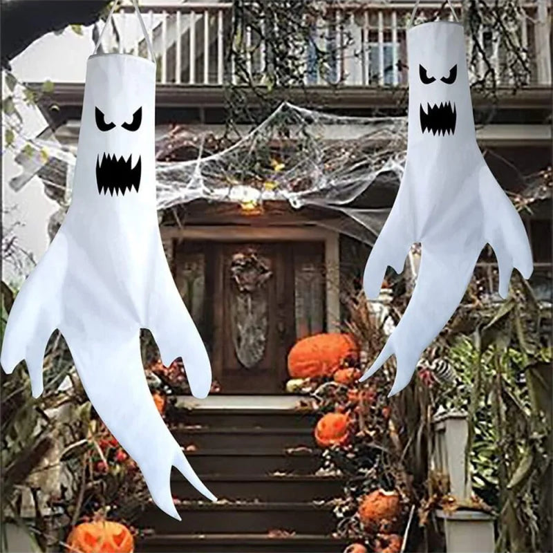 Halloween Ghost Hanging Decorations, Indoor Outdoor Yard Flags Party Supplies, Spooky Home Decoration Accessories