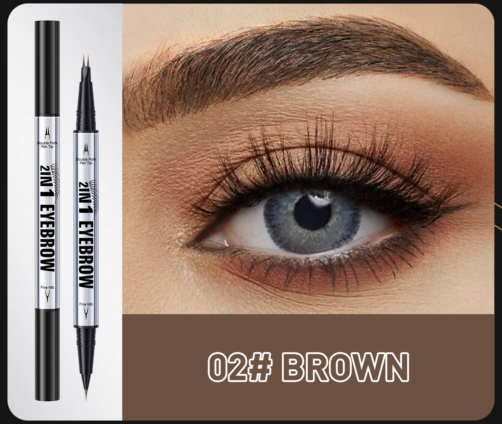 Two-pronged Eyebrow Pencil Waterproof Two-in-one Liquid Eyebrow Pencil Curved Eyebrow Pen With Fork And Precise Brush Tip Makeup