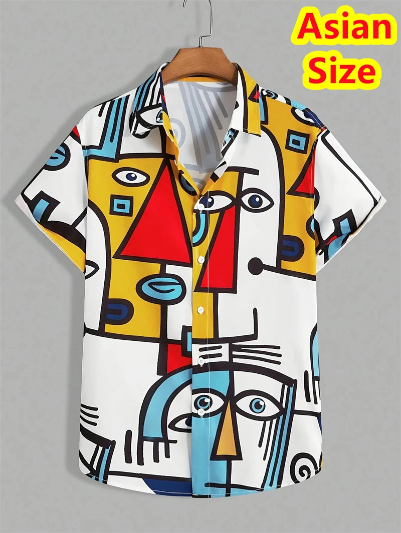 Abstract Men's Shirts Streetwear Beach Male Shirt Short Sleeve Cool Skull 3d Hawaiian Shirt Man 2025 New Tops Women Hip Hop Tops