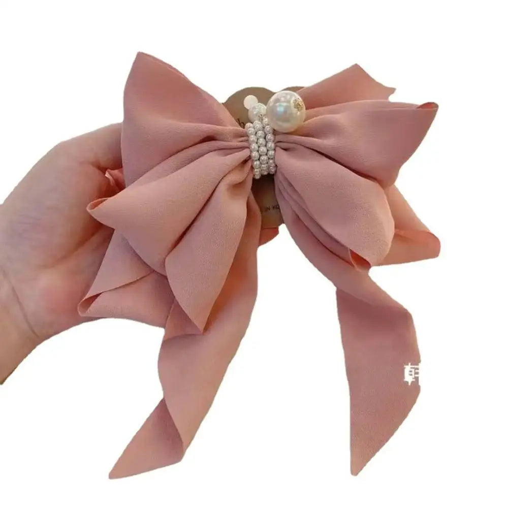 Fashion Girls Women Hair Accessories Headdress Big Bow Ponytail Clips Ribbon Bowknot
