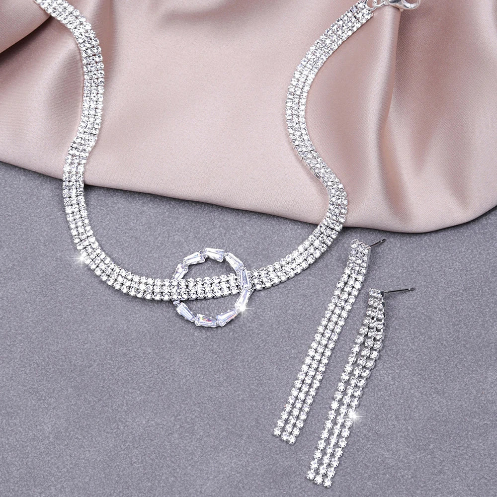 Europe And The United States Exaggerated Necklace Earrings Set Exquisite Choker Dinner Accessories Women Jewelry