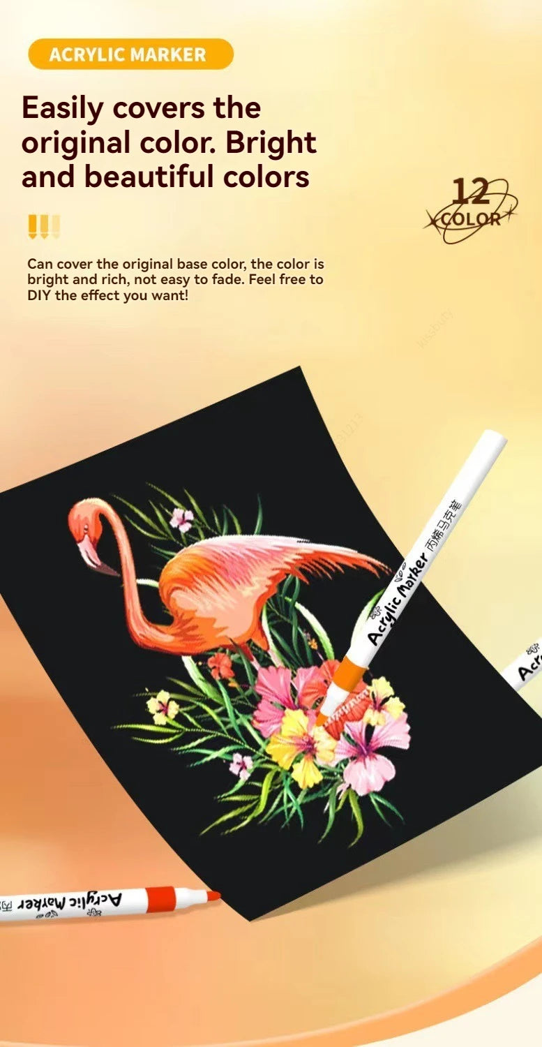 12-80 Colores Set Acrylic Paint Art Marker Pen Rock Painting for Kids Graffiti Stone Ceramic Glass Wood DIY Crafts Art Supplies