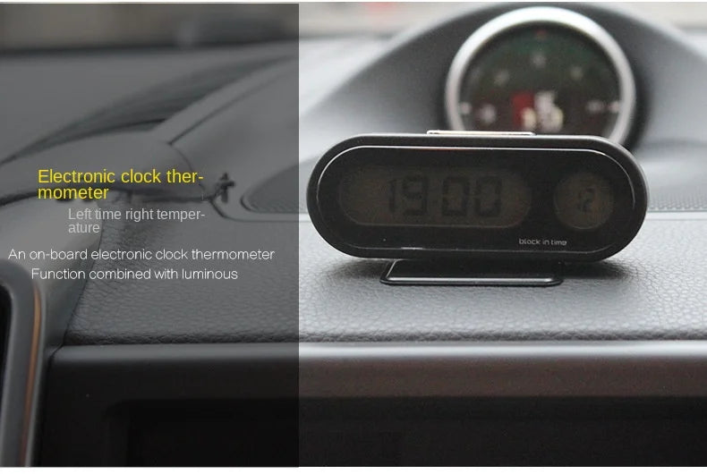 Car Clock Time Watch Mini Electronic Auto Clocks Luminous Interior Thermometer LCD Backlight Digital Display Car Accessories