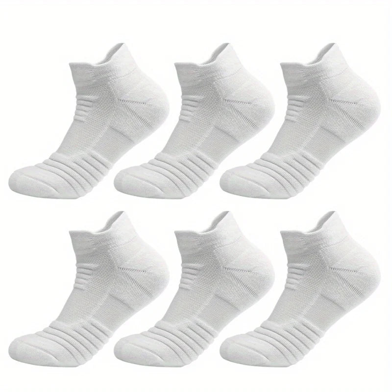 6/3/1 Pairs New Men Sports Running Fitness Flight Short Tube Socks Women's Towel Bottom Basketball Socks Solid Color Black Socks