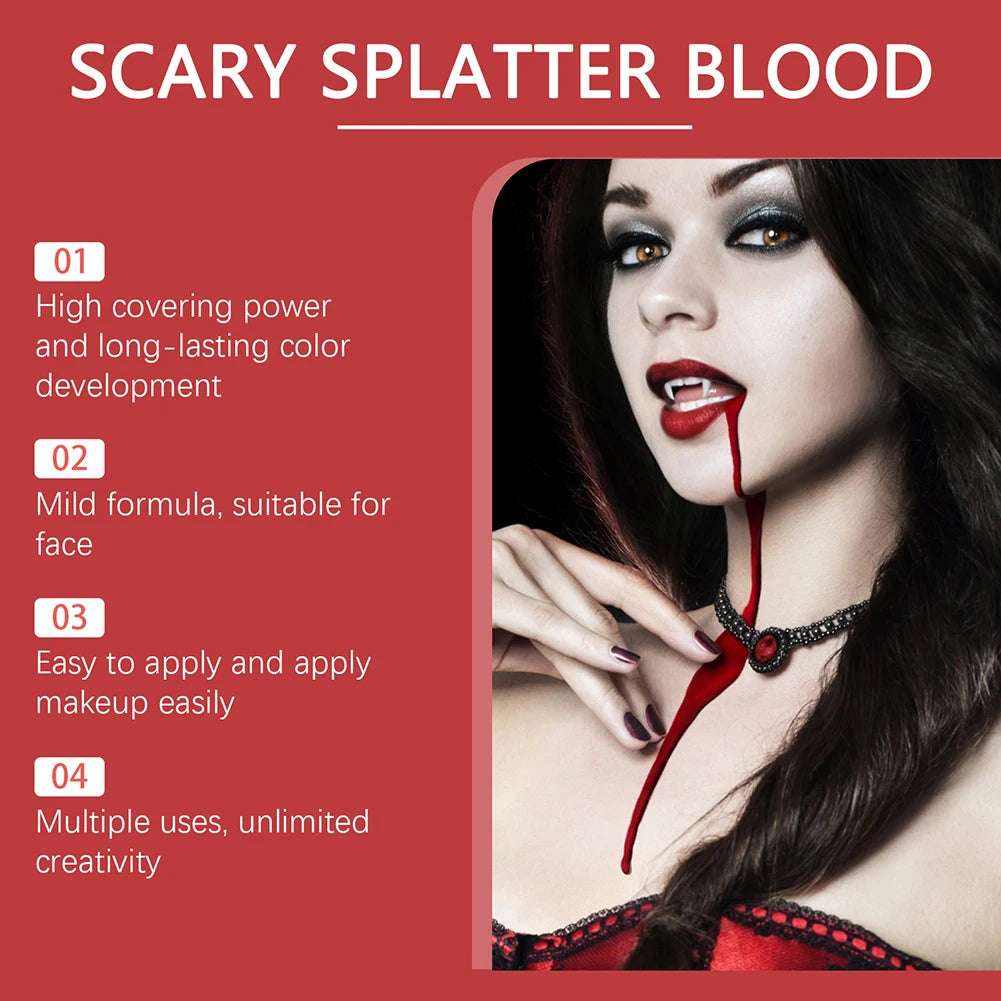 Halloween Fake Blood Makeup Kit Realistic Special Effect Makeup Kit Long Lasting Fake Blood SFX Makeup Kit for Cosplay Dress Up