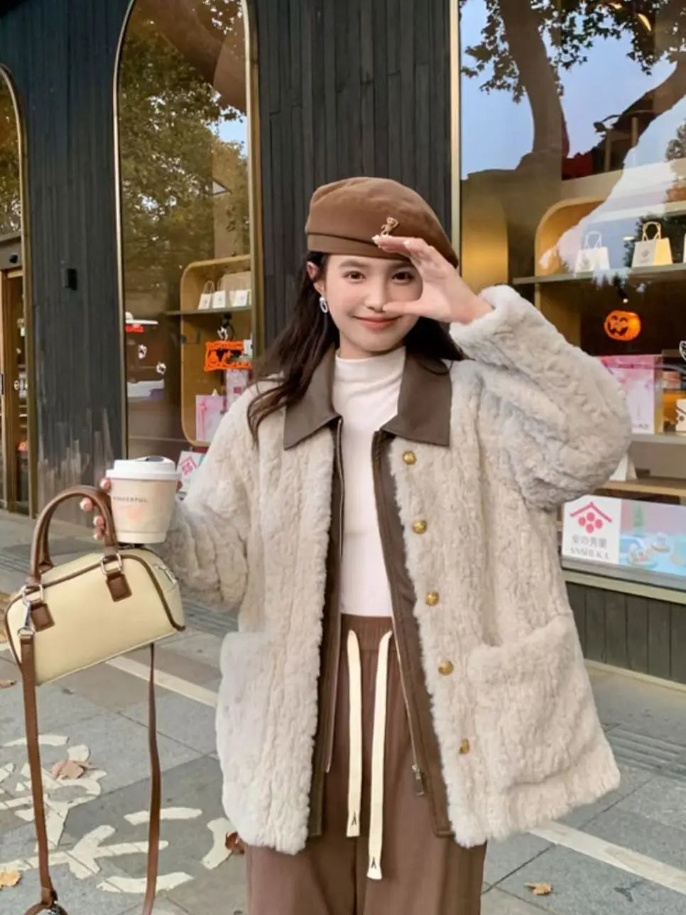 Women's Winter Jacket Little Fragrant Lamb Wool Coat Female Short Winter New Loose Thickened Mao Mao Top Cotton-padded Jacket