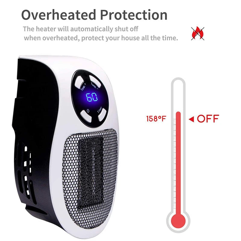 Portable Electric Heater Mini Radiator Plug in Wall Home Appliance with Remote Control Fast Heating Hand Warmer for Room Desktop