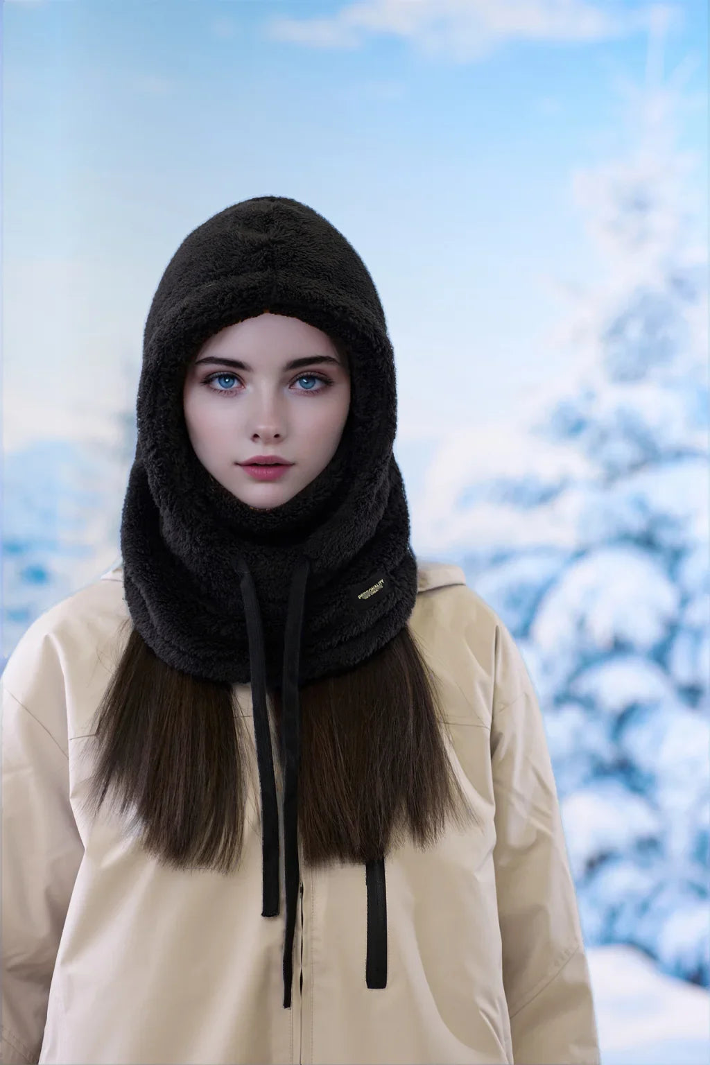 Adjustable Winter Balaclava Hat with Sherpa Hood and Windproof Ski Face Cover for Men and Women