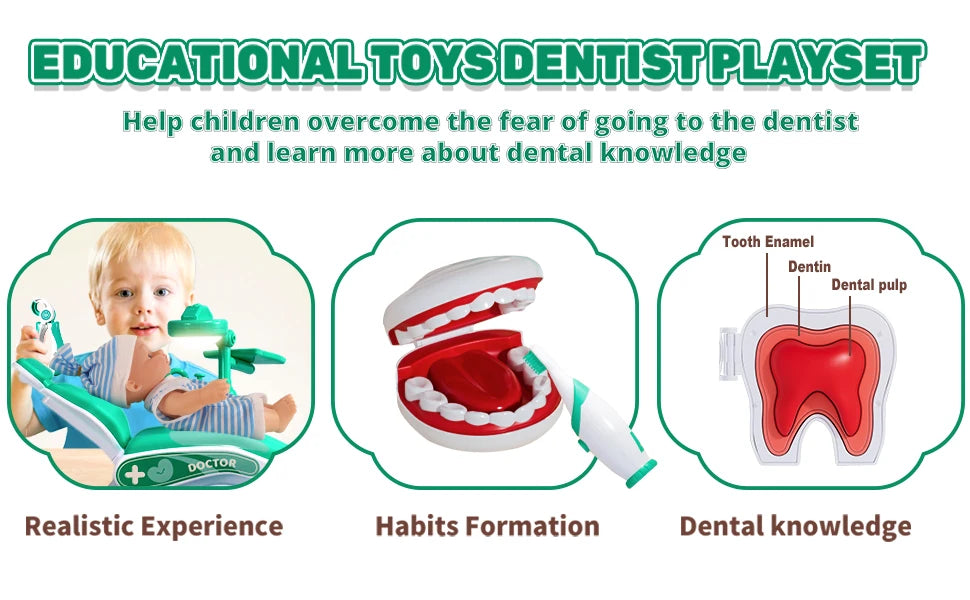 Kids Pretend Dental play Toys Set Children Doctor Role Playing Accessories Simulated Medical Tool Scene Game Toy