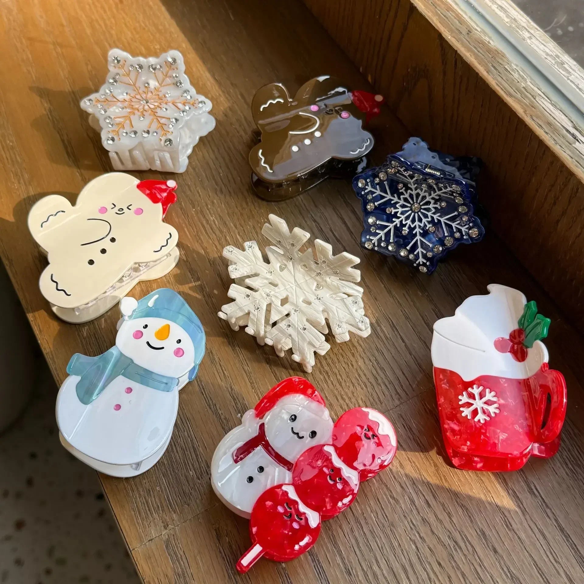 2025 NEW Winter Christmas Series Hair Claw Acetate Claw Clips Rhinestone Snowflake Hair Clips Hair Accessories for Women Girls