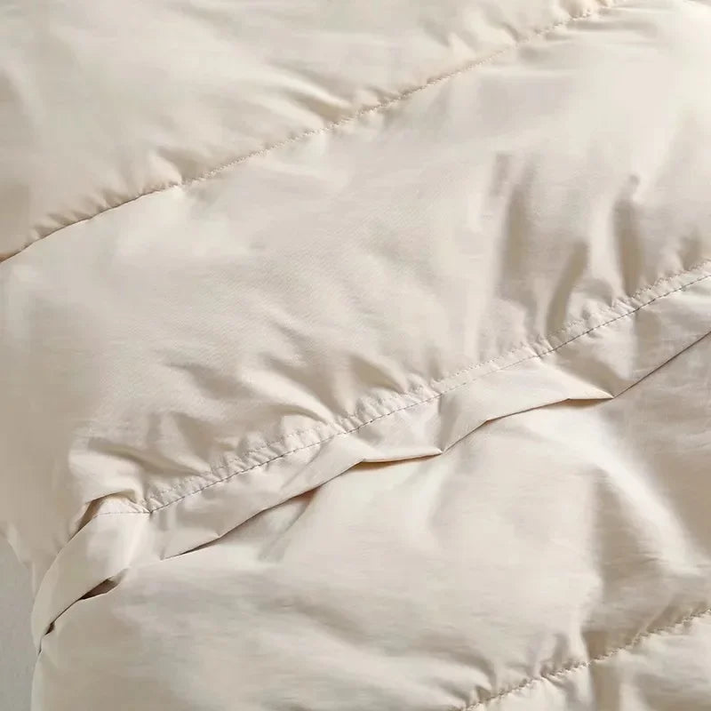 Winter Women Solid Loose Vest Fashion Drawstring Stand Collar Long Vest Jacket  Cotton Padded Women Windproof Warm Waistcoat