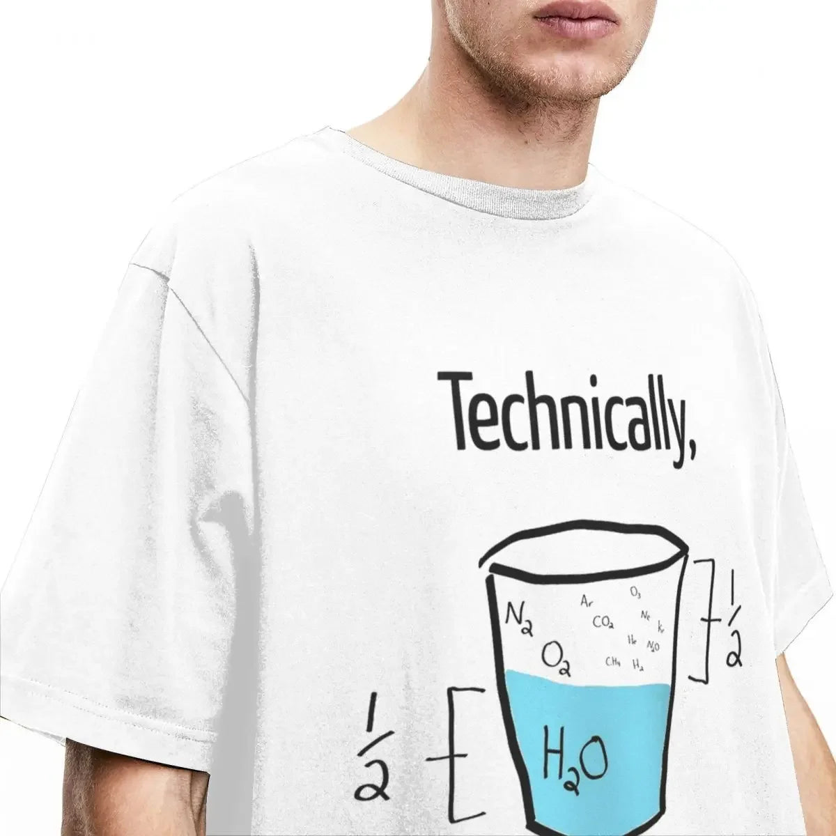 Men's Science Is Optimistic T-Shirts Technically It is Always Full  Top Tee Summer Classic T Shirt Casual Tshirt Plus Size