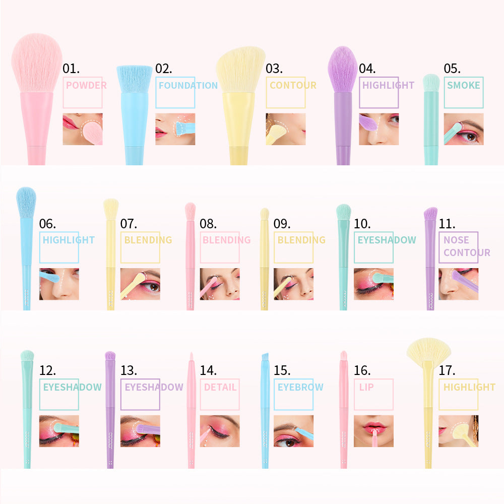 17 Color Multi-Color Makeup Brushes Color Brushes     Makeup Brush Set Makeup Tools Full Set