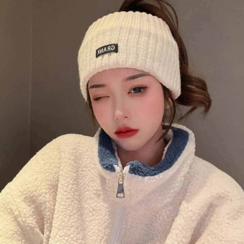 Women Winter Wide Headband Solid Color Knitted Warm Headwrap for Girls Punk Elastic Headwear Sports Bands Hair Accessories