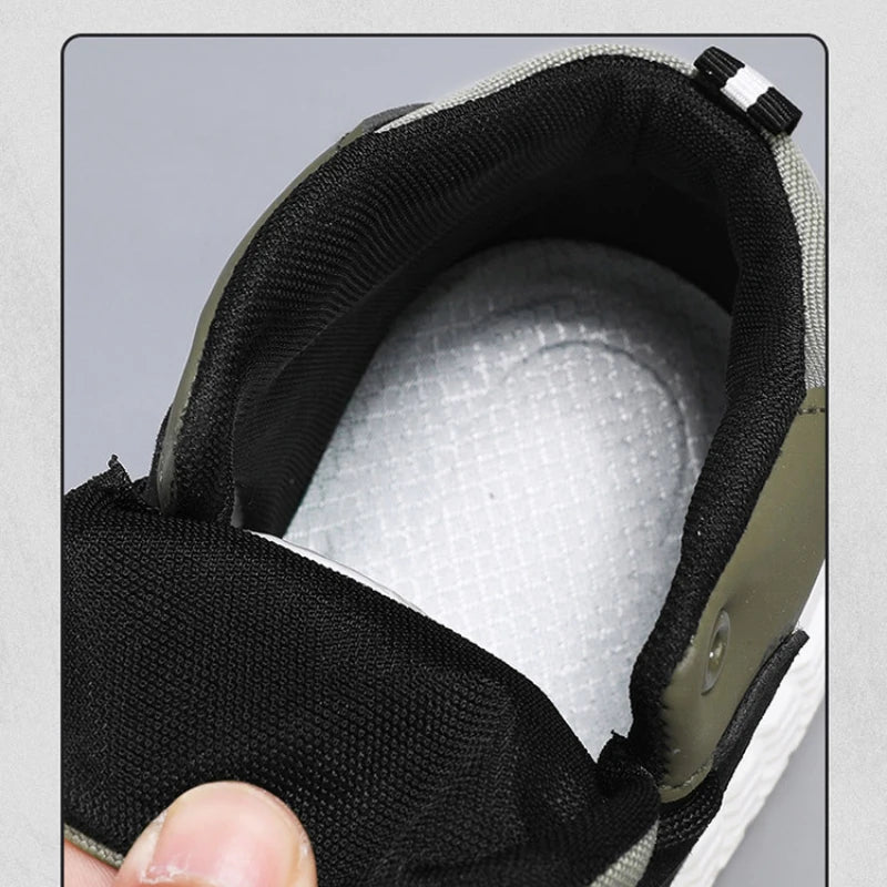 Men's Shoes 2025 New Outdoor Leisure Sports Mesh Shoes Driving To Work Thick Soled Wear-resistant Black Mid Top Trendy Sneakers