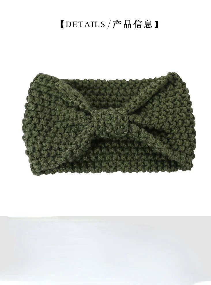 Winter Warm Knit Headbands For Women Knotted Crochet Elastic Hair Band Bandanas Handmade Turban Headwear Hair Accessories