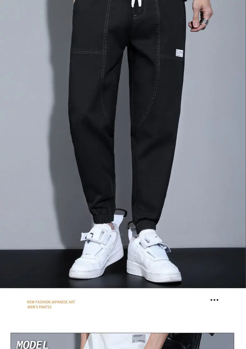 Men's Jeans Korean Fashion Loose Spring Autumn 2022 New Style Tied Leg Track Men's Casual Workwear Harem Streetwear Pants Men
