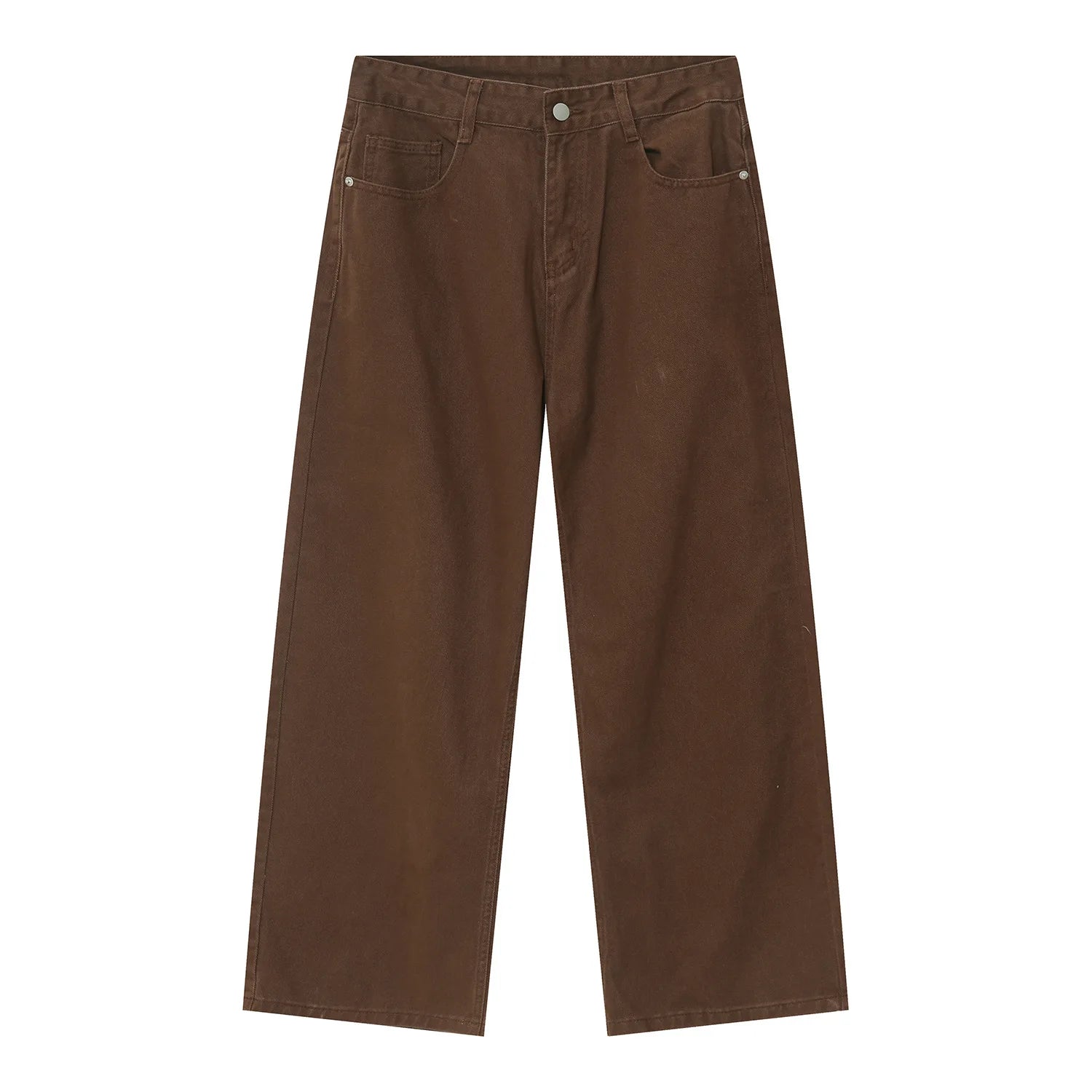 White Men Fashion Straight Loose Jeans Korean Style Mid High Denim Summer Versatile Wide Leg Trousers 2025 New Male Street Red