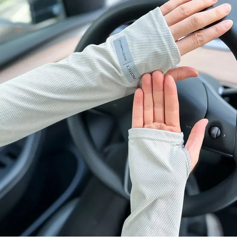 Large Size Ice Sleeves for Men's Sun Protection Japanese Summer Outdoor UV Protection Loose Arm Sleeves Driving Outdoor Gloves