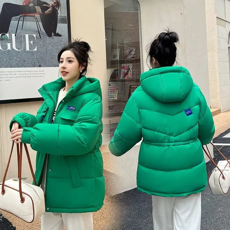 New Winter Women Down Cotton Jackets Casual Oversized Parkas Thick Warm Hooded Pattern Coats Female Winter Outwear Sports Parkas