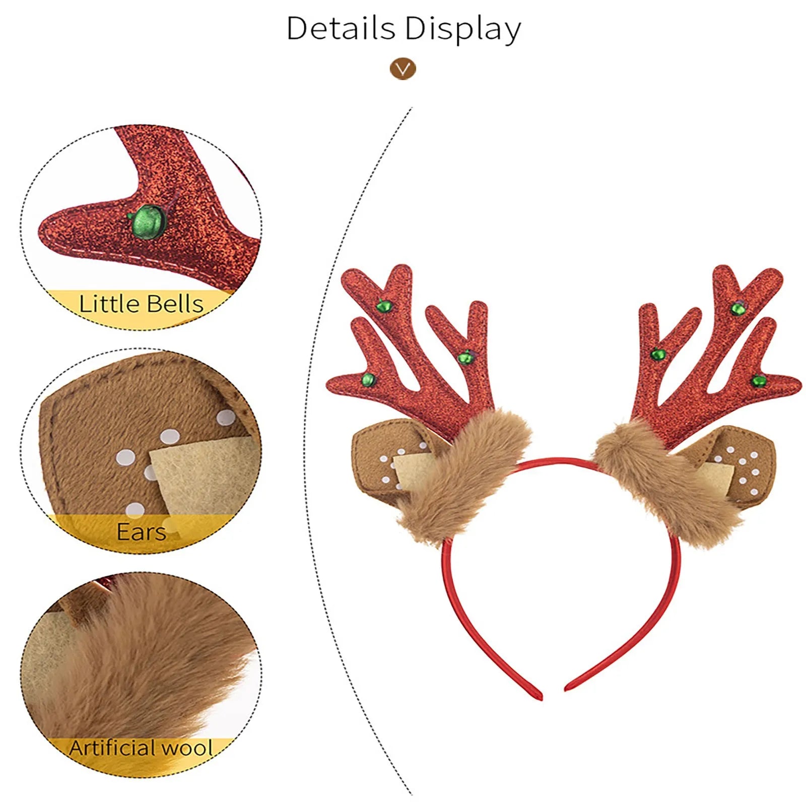 Christmas Gift Christmas Headband Christmas Head Buckle Antler Headband Holiday Party Dress Up Plush Headband for Christmas