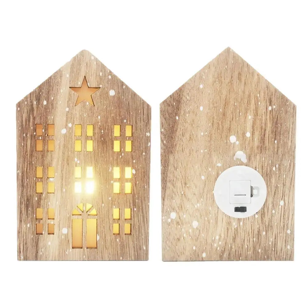 Christmas Wooden House Decor Creative House Shape Light Up Hanging Ornament Christmas Party Supplies Indoor Home Decoration