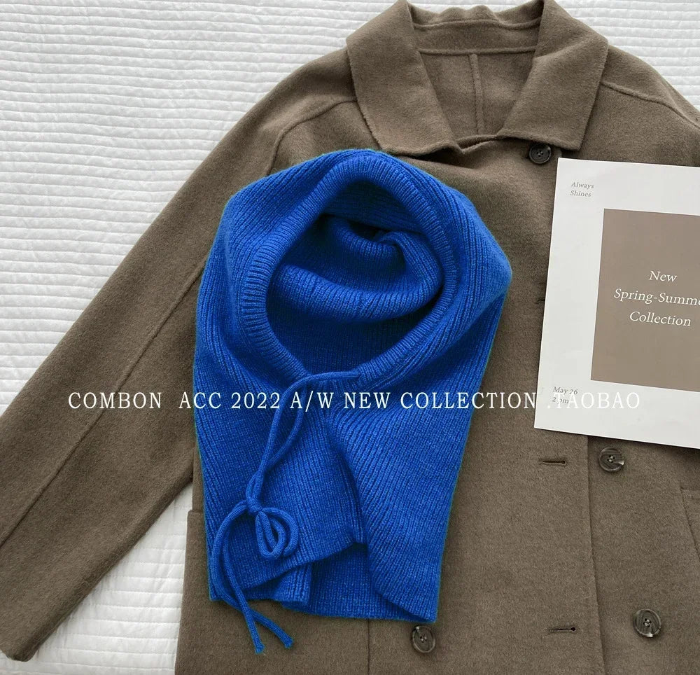 Winter Balaclava Hats For Men&Women Unisex Knitted Hooded Caps Outdoor Warmer Drawstring Hats One-Piece Neck Collar Beanies Cap