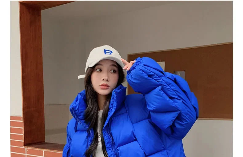 Winter Jacket for Women Three-dimensional Plaid Woven Fashion Coat Solid High Street Warm and Thick 2023 Winter New Down Jacket