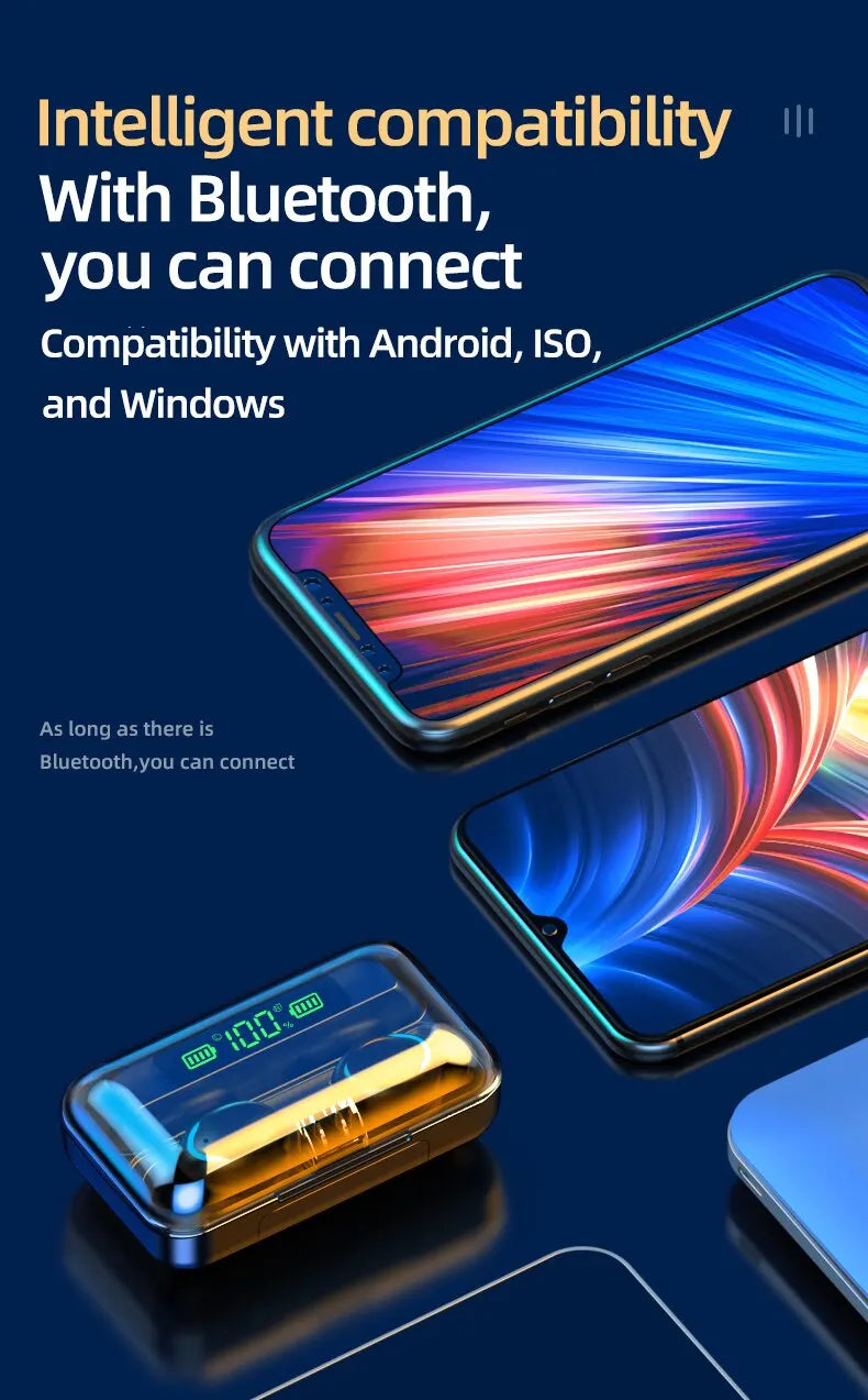 Wireless Bluetooth Earphones TWS Headphones LED Digital Display Binaural Headset Waterproof HD Calling Noise Reduction Headphone