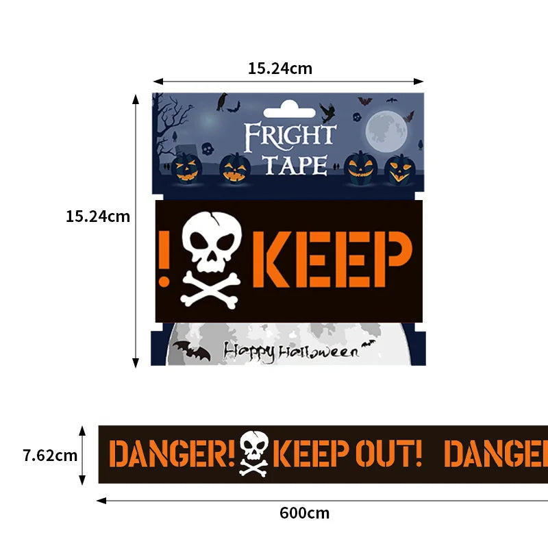 Halloween Decorations Caution Fright Tape Scary Caution Roll Hazard Warning Tape Indoor Outdoor Spooky DIY Decorative Accessory