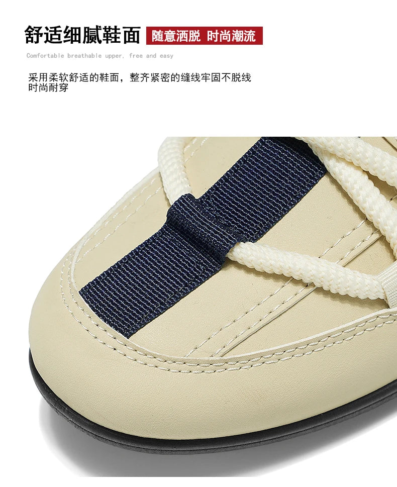 2025 Fashionable Men's Shoes Men Vulcanized Sneakers Leather Casual Shoes Slip-On Walking Travel Shoes Flat Bottomed Work Shoes