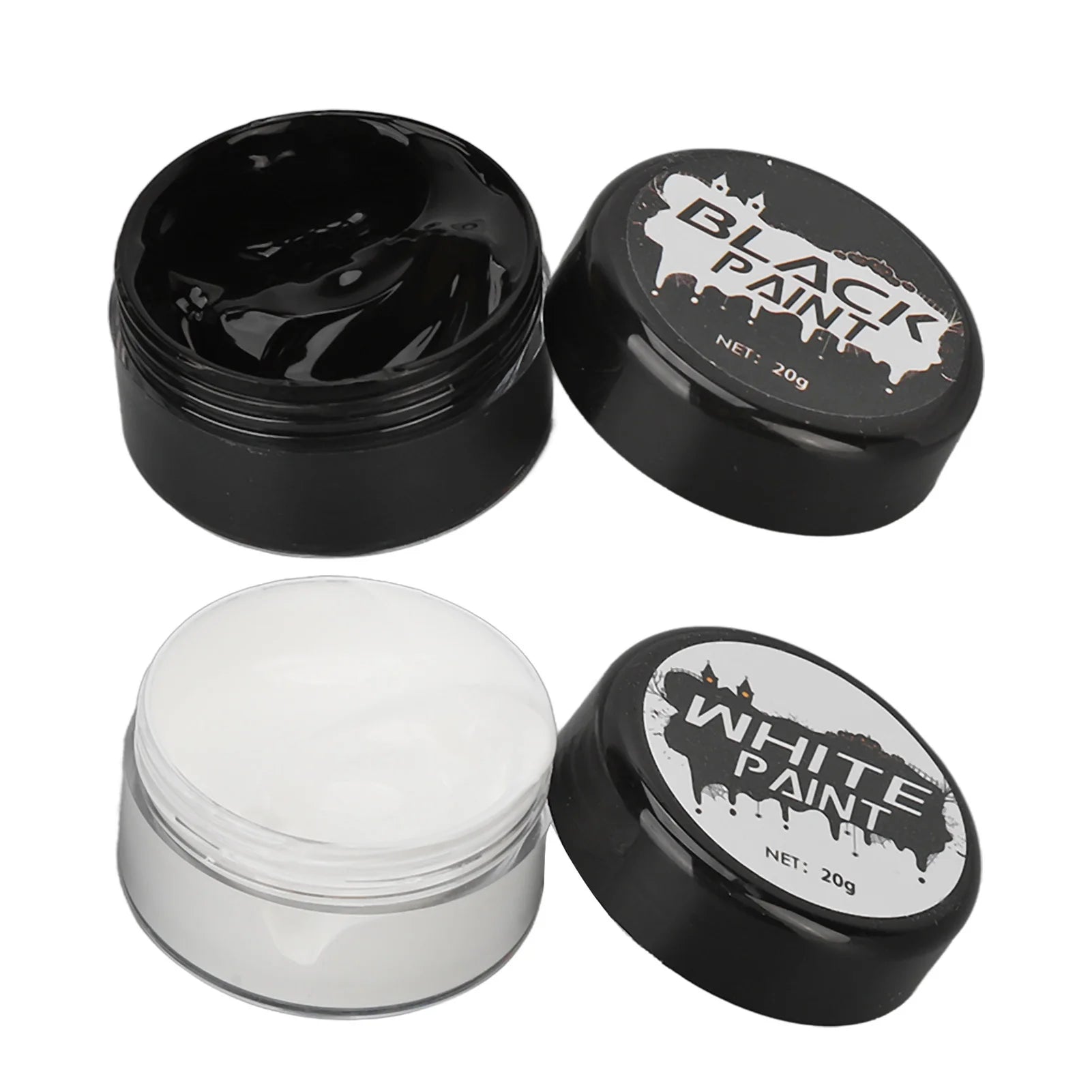 Halloween Face Paint Kit Cosplay Face Body Paint Highly Pigmented Black and White Easy to Paint with Brush for Theme Parties
