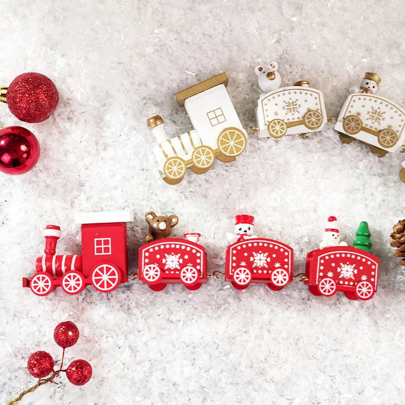 Christmas Decorations 2025 Christmas Wooden Train Xmas Tree Ornament Navidad Noel Home Decor New Year's Eve Decorations Kid Gift