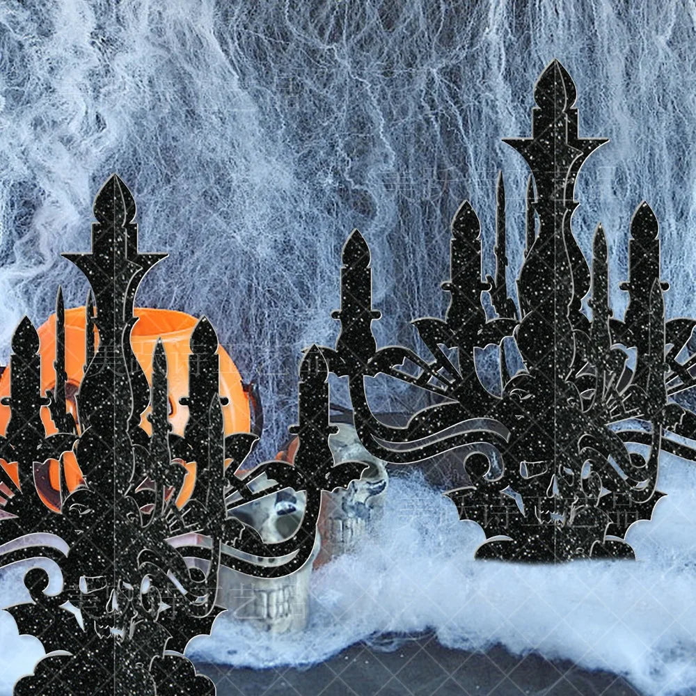 Halloween Decoration 6pcs Candlestick Ornament Haunted House Dining Table Arrangement Festival Dercoration Happy Halloween Day