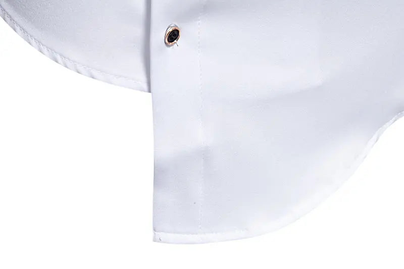 Mens Dress Shirts Vintage Personality Irregular Crop Long Sleeve Business Stand Collar Shirt Men Camisas Streetwear Blusas Tops