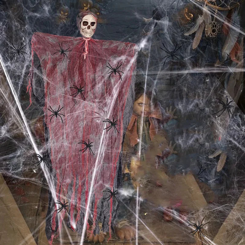 Halloween Decorative Hanging Ghost Skull Skeleton Gauze Haunted Home Party Horror Props Hanger House Yard Party Hanging