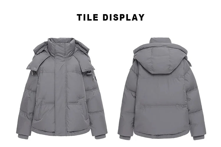 Women's Down Cotton Jacket Hooded Coat Winter Cotton Comfortable Thick Warm Love Embroidery Loose Jacket Snow Coat Clothing