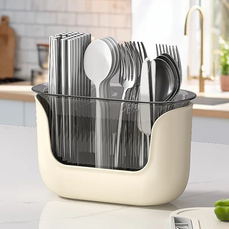 Kitchen Storage Spoon Chopstick Silverware Drying Drain Basket Cutlery Holder 3 Compartment Flatware Caddy Kitchen Accessories