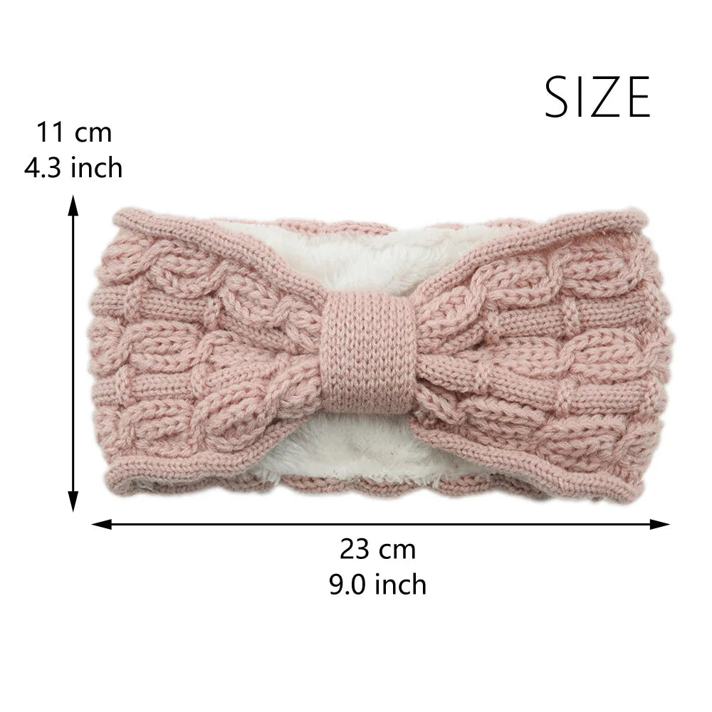 Winter Knitted Headband Crochet Turban Knitted Ear Warmer with Plush Lining Twisted Elastic Turban Head Wraps Hair Accessories