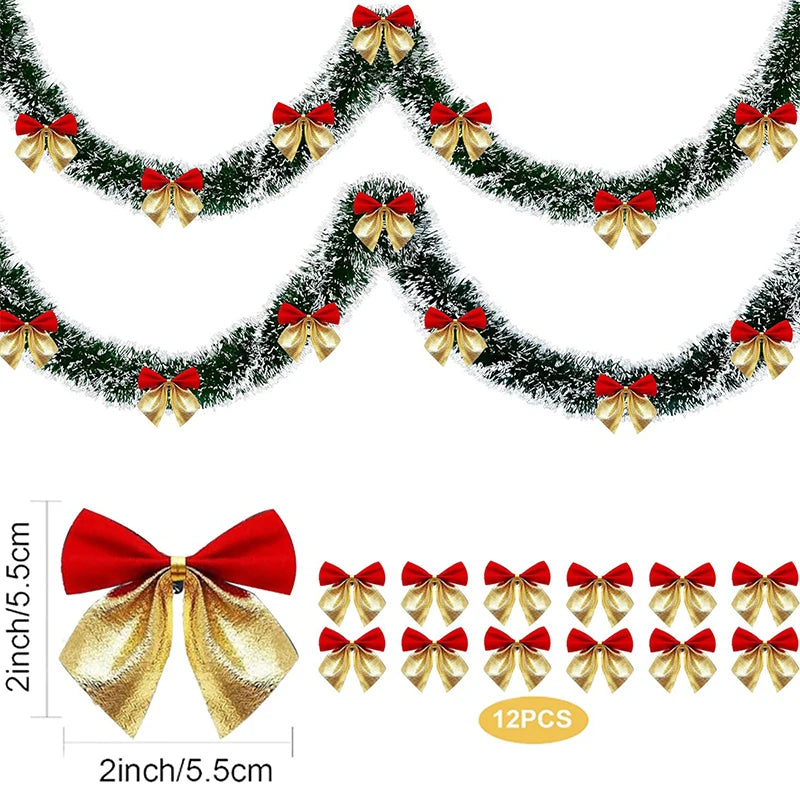 Christmas Garland Home Party Wall Door Decor Xmas Tree Ornaments Tinsel Strips With Bowknot Party