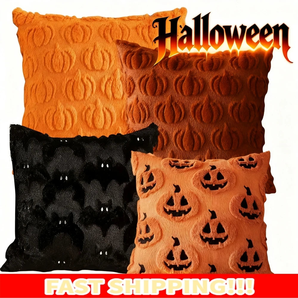 Halloween Decoration For Home Cartoon Pumpkin Bat Ghost Pillowcase Horror Soft Pillowcase Party Supplies Haloween Home Ornament